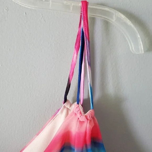 Lane Bryant Size 18/20 Watercolor Chiffon Strappy Striped Colorful Maxi Dress - Picture 6 of 14